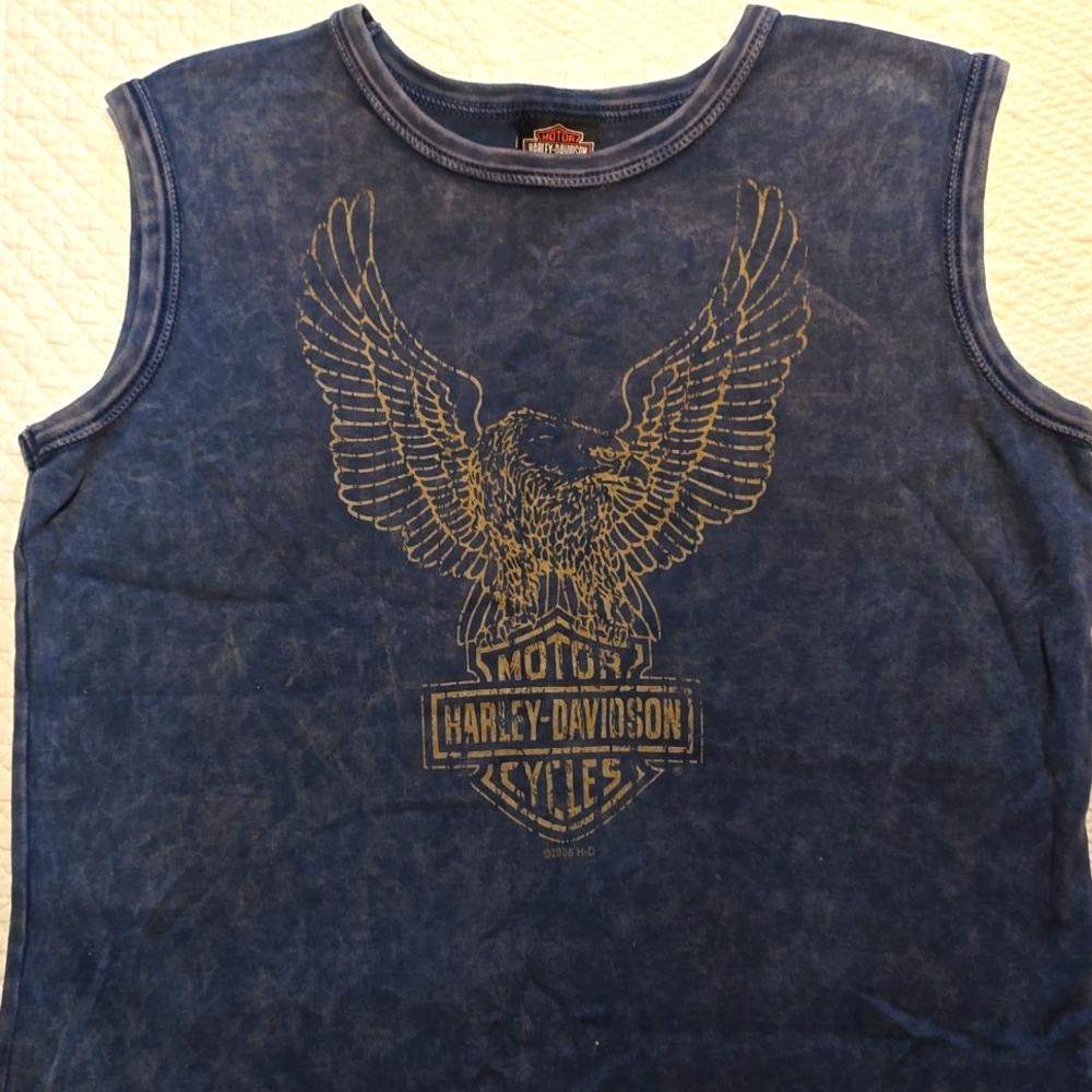 Grey/Blue ladies Harley-Davidson sleeveless tank. Size large